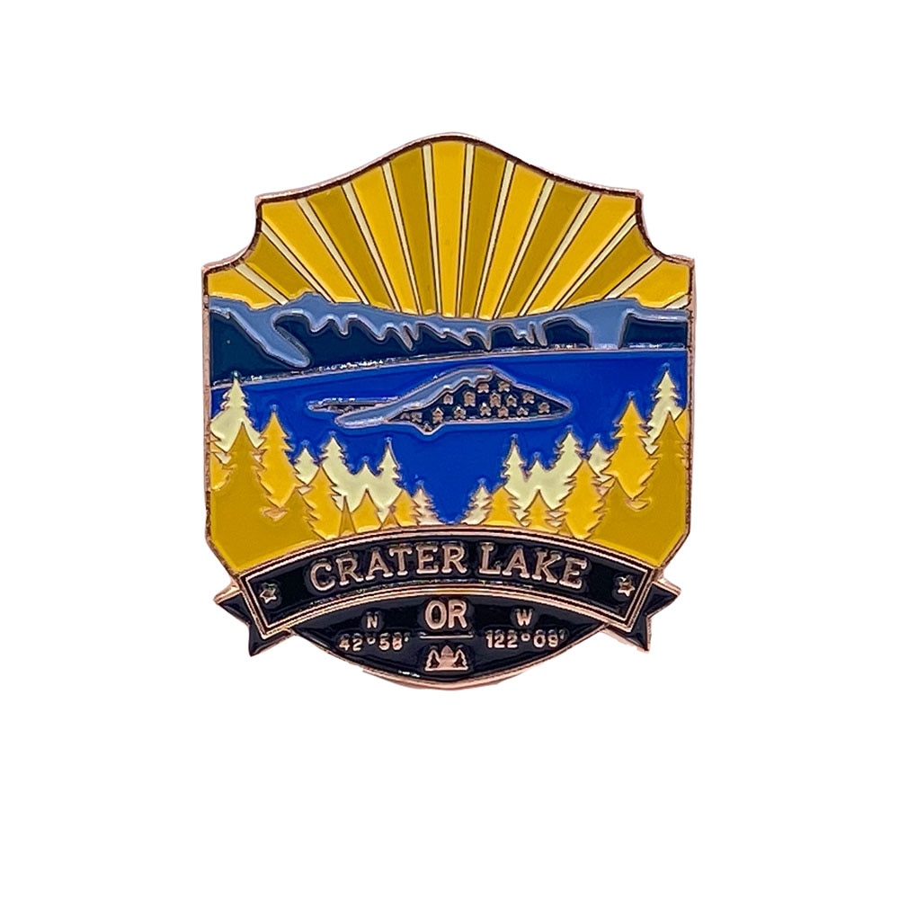Landmarks Unlimited, Yellow, Enamel Pin, Accessories, Women, Crater Lake, 567819
